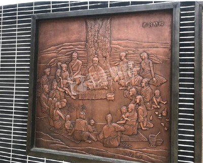 鍛銅浮雕講學(xué)壁畫紫銅黃銅定制